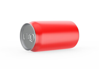 Red can mockup for beer, alcohol, juice, energy drink and soda, aluminium metal can mock up on isolated white background, 3d illustration