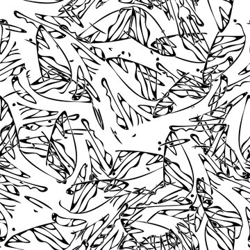 Seamless monochrome pattern of abstract elements