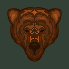 Hand drawn abstract portrait of a bear. Vector stylized colorful illustration for tattoo, logo, wall decor, T-shirt print design or outwear. This drawing would be nice to make on the fabric, canvas.