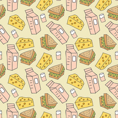pattern seamless kids with junk food doodle element. fast food seamless background in doodle style