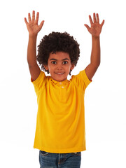 Children with hands raised
