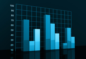 Business graph chart on economic background. 3d illustration.