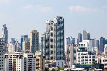 Fototapeta na wymiar Bird's-eye view of many buildings and residential in Bangkok
