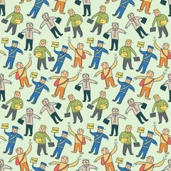 pattern seamless kids with workers doodle element. seamless pattern,people illustration in a cartoon flat style,vector illustration. white background.