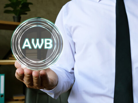  Financial concept meaning Air Waybill AWB with sign on the sheet.