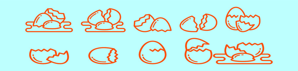 Fototapeta premium set of broken egg cartoon icon design template with various models. vector illustration isolated on blue background