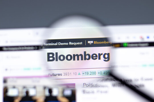 New York, USA - 15 February 2021: Bloomberg website in browser with company logo, Illustrative Editorial.