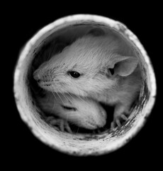 couple rat in a pipe