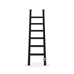 Vector icon of broken ladder with steps. Isolated illustration of stairs on white background