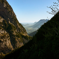 view toward Garmisch-Partenkirchen from the Mountains on a hiking trail