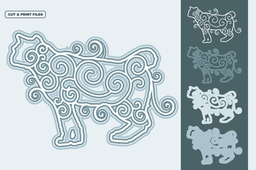 Cat Vector SVG 3D Layered, Eps 10