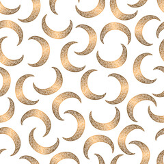 Seamless  pattern with gold moon for textile, wallpapers, covers, gift wrap and scrapbook. Vector.