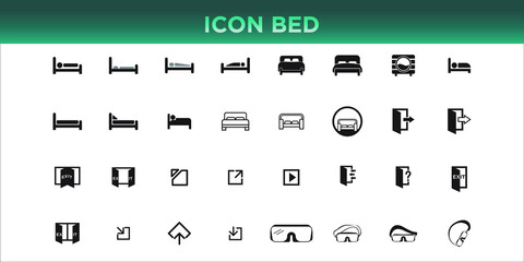 Set Icon of  Bed vector graphic  