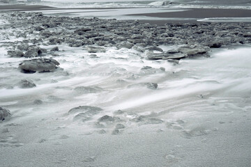 Winter in Holland with ice along the coast