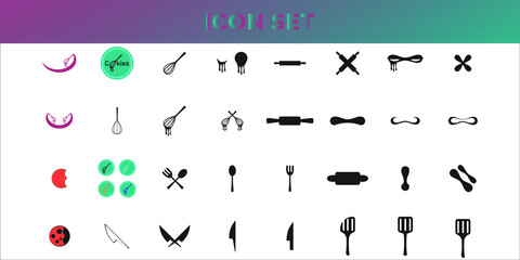 Obraz premium Set Icon of cooking, vector graphic good for template