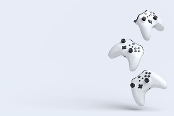 Flying gamer joysticks or gamepads on white background © Vasyl Onyskiv