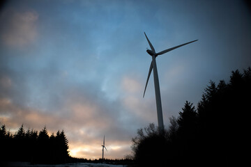 wind turbine at sunset