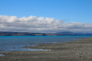 Unique colored lake in New Zealand.