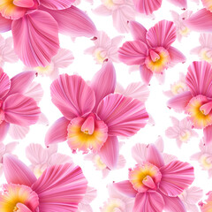 Tropical orchid flowers print background.