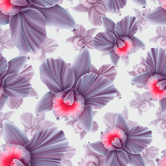 Tropical orchid flowers print background.