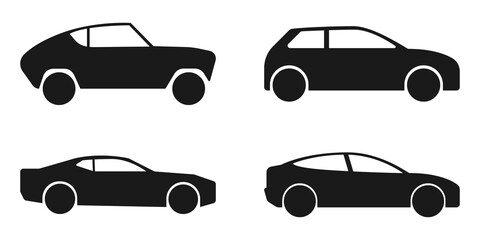 Car. Cars icons, isolated. Black Car vector icons. Automobile. Vector illustration