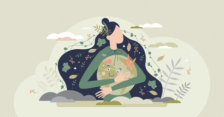 Mother earth as environmental ecological and green planet tiny person concept - Powered by Adobe