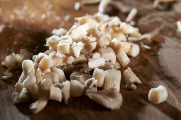 Cook chopped mushrooms on the board
