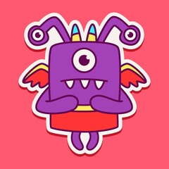 cute monster cartoon doodle design for coloring, backgrounds, stickers, logos, symbol, icons and more