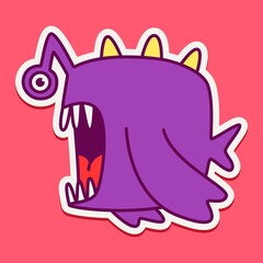 cute monster cartoon doodle design for coloring, backgrounds, stickers, logos, symbol, icons and more