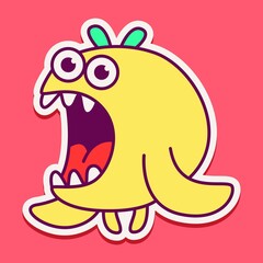 cute monster cartoon doodle design for coloring, backgrounds, stickers, logos, symbol, icons and more