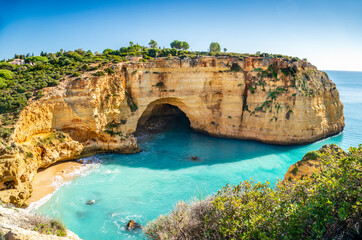 Amazing landscape of Vale Covo Beach, Algarve, Portugal © eunikas