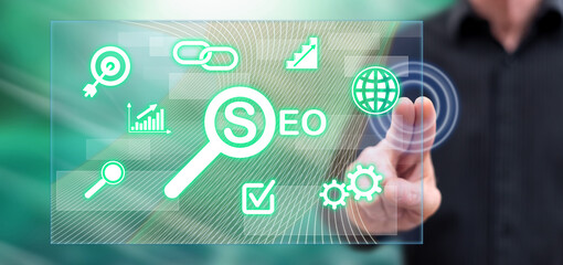 Man touching a seo concept