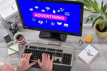 Advertising concept on a computer