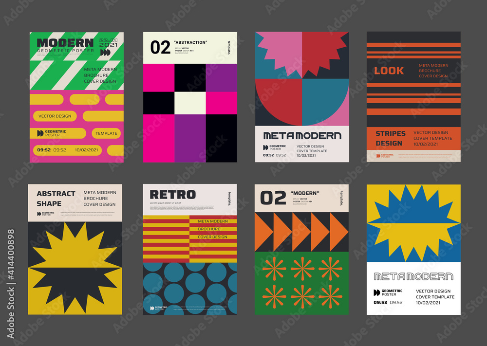 Poster modern aesthetics posters collection. swiss design pattern vector design. mimimal geometric placards