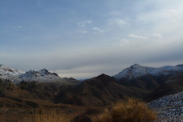 unpvaed road to the Red Passs at the Titus Canyon Road in the Amargosa Mountains, Death Valley National Park in winter with fresh snow