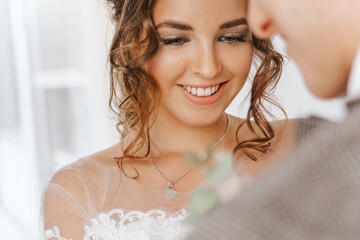 beautiful wedding couple on white luxury background