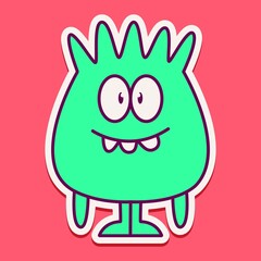 cute monster cartoon doodle design for coloring, backgrounds, stickers, logos, symbol, icons and more