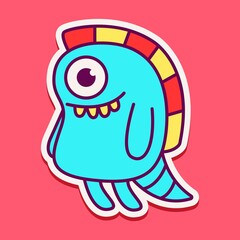 cute monster cartoon doodle design for coloring, backgrounds, stickers, logos, symbol, icons and more