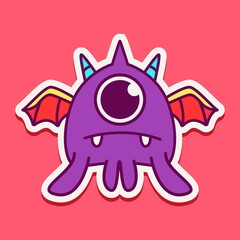cute monster cartoon doodle design for coloring, backgrounds, stickers, logos, symbol, icons and more