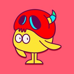 Obraz premium cute monster cartoon doodle design for coloring, backgrounds, stickers, logos, symbol, icons and more