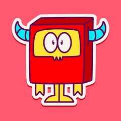 cute monster cartoon doodle design for coloring, backgrounds, stickers, logos, symbol, icons and more
