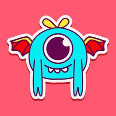 Fototapeta premium cute monster cartoon doodle design for coloring, backgrounds, stickers, logos, symbol, icons and more
