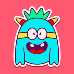 Obraz premium cute monster cartoon doodle design for coloring, backgrounds, stickers, logos, symbol, icons and more
