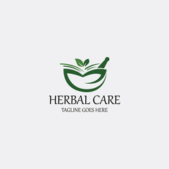 Herbal care logo design template. Vector illustration