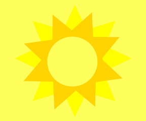 Sun on a yellow background. Symbol. Vector illustration.