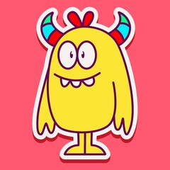 cute monster cartoon doodle design for coloring, backgrounds, stickers, logos, symbol, icons and more