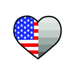 Vector illustration of the heart filled with the United States of America flag and the alternate Straight pride flag on white background.