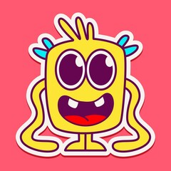 cute monster cartoon doodle design for coloring, backgrounds, stickers, logos, symbol, icons and more