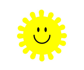 Cheerful sun on a white background. Symbol. Vector illustration.