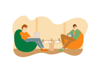 Young people freelancer working at coworking office space